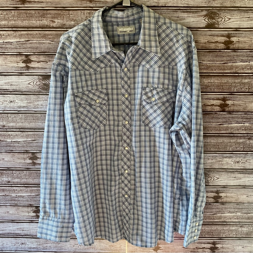 Wrangler Men's Pearl Snap Long-Sleeved‎ Wrancher Shirt Size XXL